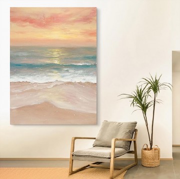  seashore Canvas - Wave sunset 17 beach art wall decor seashore